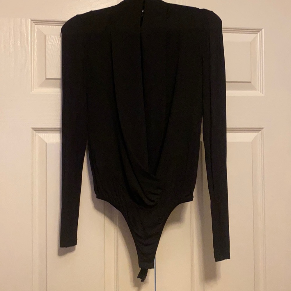 Black Draped Bodysuit
